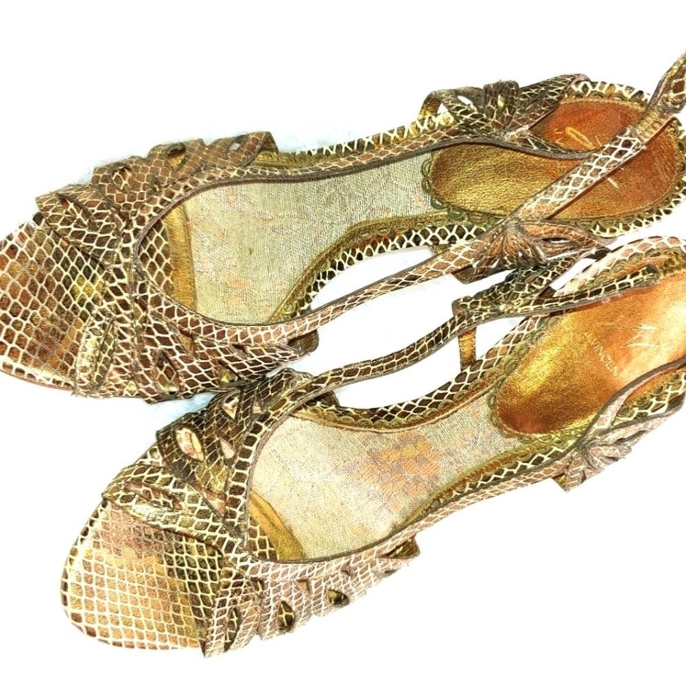 J. Vincent Copper Snake Print Sling Back Heels 8.5